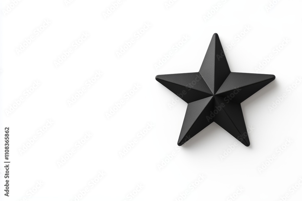 Obraz premium Black three-dimensional star on white background with shadow effect