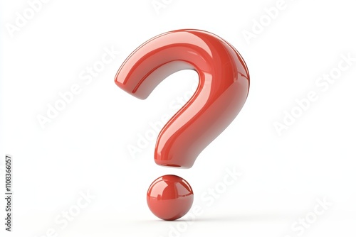 Red and white swirled 3d question mark on white background