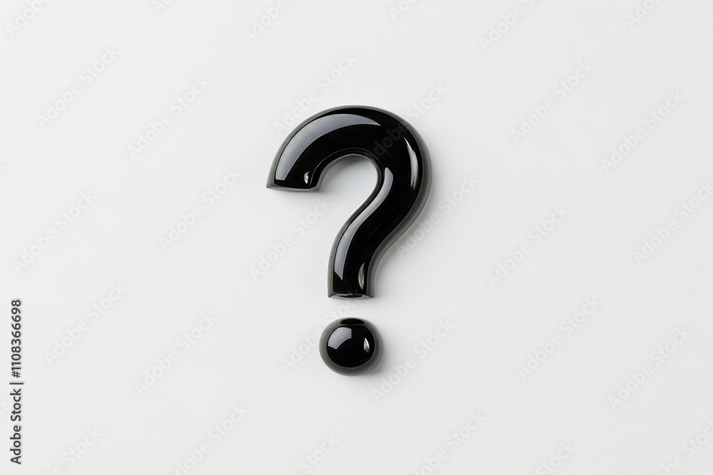 Naklejka premium Glossy black question mark on white background