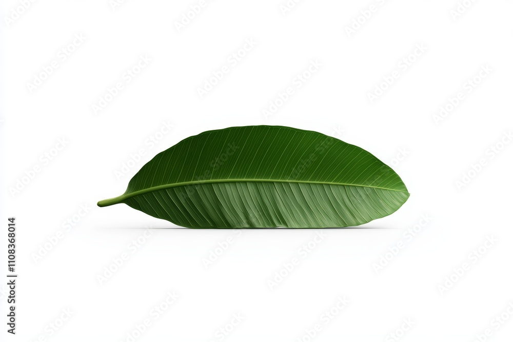 Fototapeta premium Vibrant green banana leaf on white background