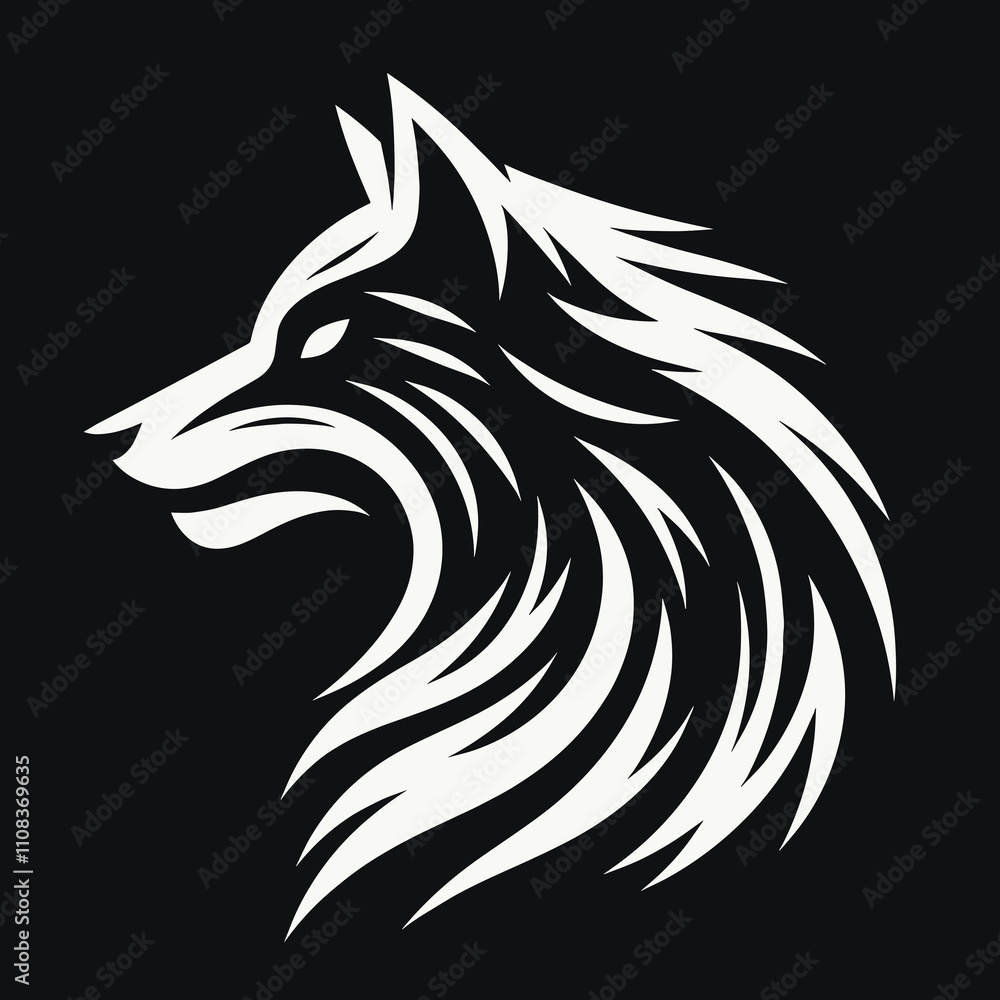 Black and white silhouette of a wolf Black and white silhouette of a wolf