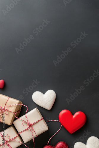 Black valentine vertical background for greeting, invitation, social media photo