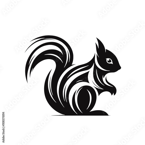 Wallpaper Mural Black and white silhouette of a squirrel Torontodigital.ca