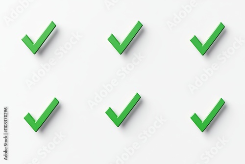 Green check mark grid on white background photo