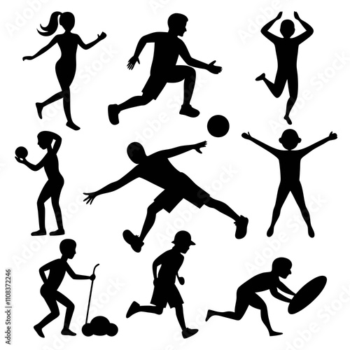 A huge set of people silhouettes doing various act