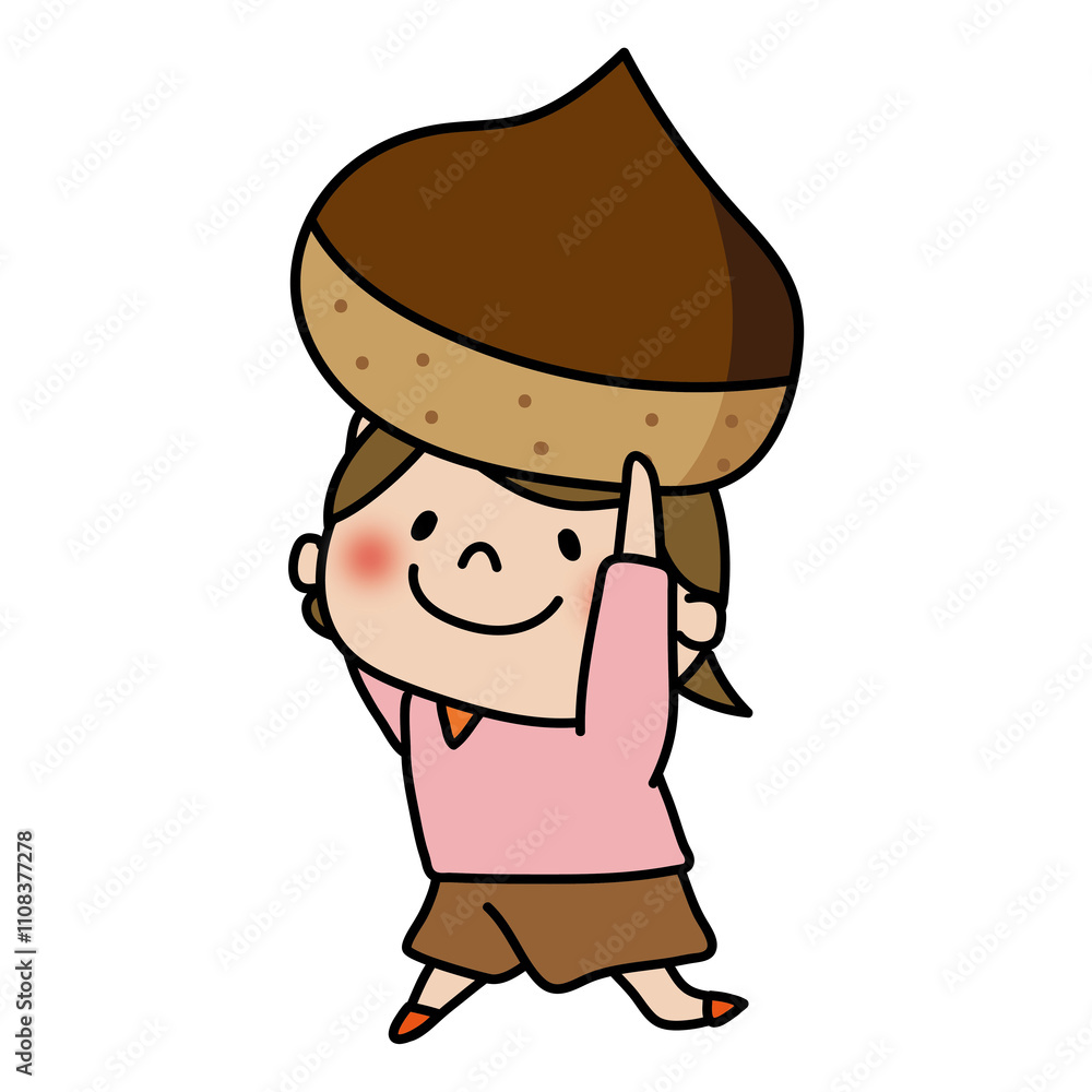 Fototapeta premium 大きな栗を持っている子供(女の子)