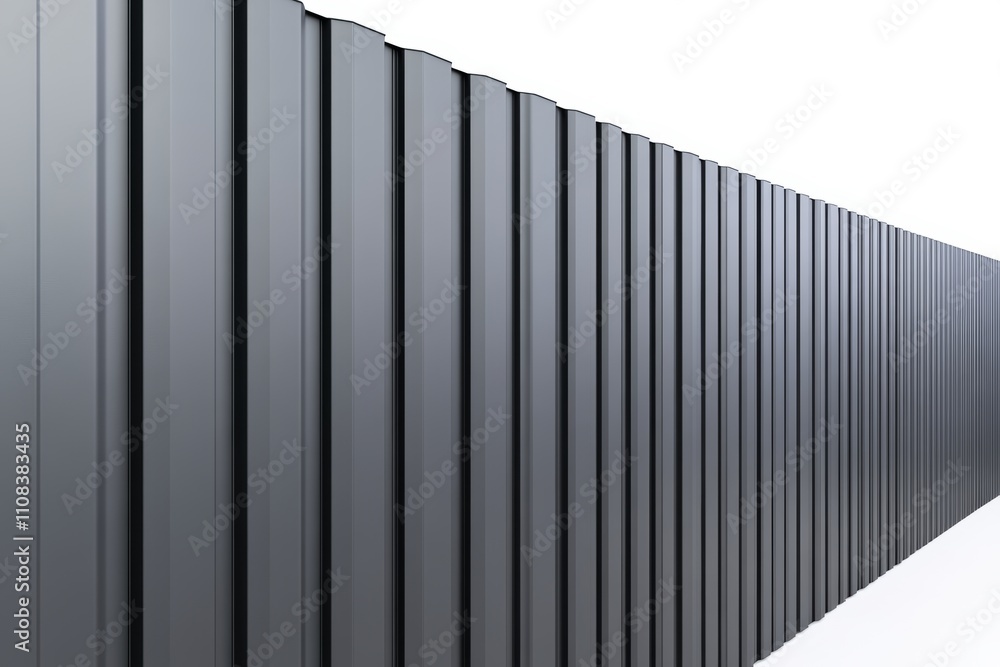 Sleek modern metal panel wall with symmetrical design and perspective view Sleek modern metal panel wall with symmetrical design and perspective view