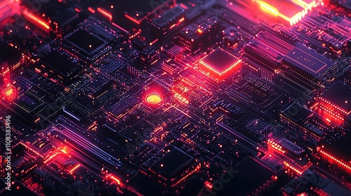 Glowing digital brain with interconnected circuits and futuristic neural pathways against a dark gradient background representing the power of technology data processing and the human mind