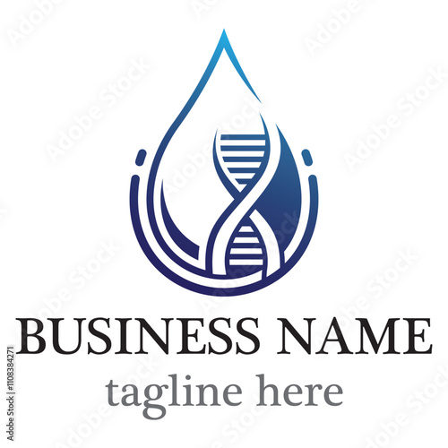 Water Drop And DNA Helix Logo