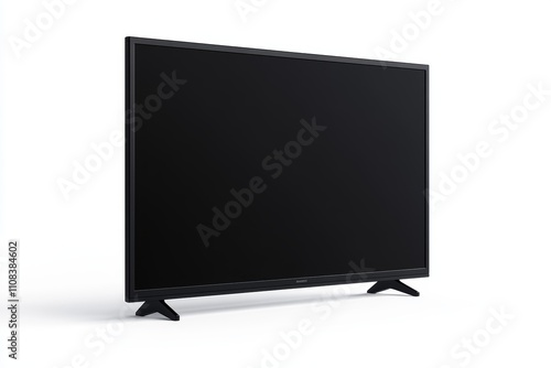 Sleek flat-screen television with black frame on white background photo