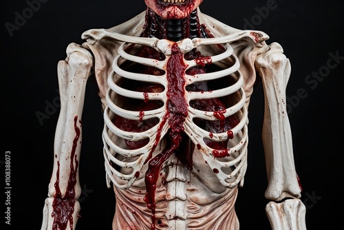 Realistic Zombie Torso Prop with Dripping Flesh and Exposed Bones for Halloween Decor