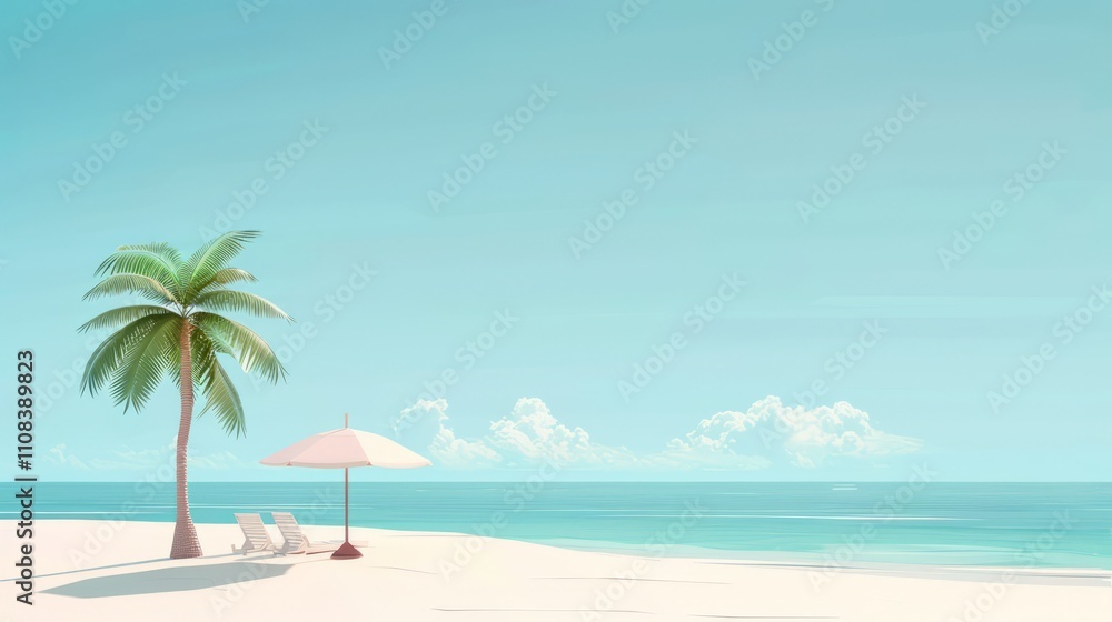 Fototapeta premium Clean lines and simplicity characterize this minimalist beach holiday scene