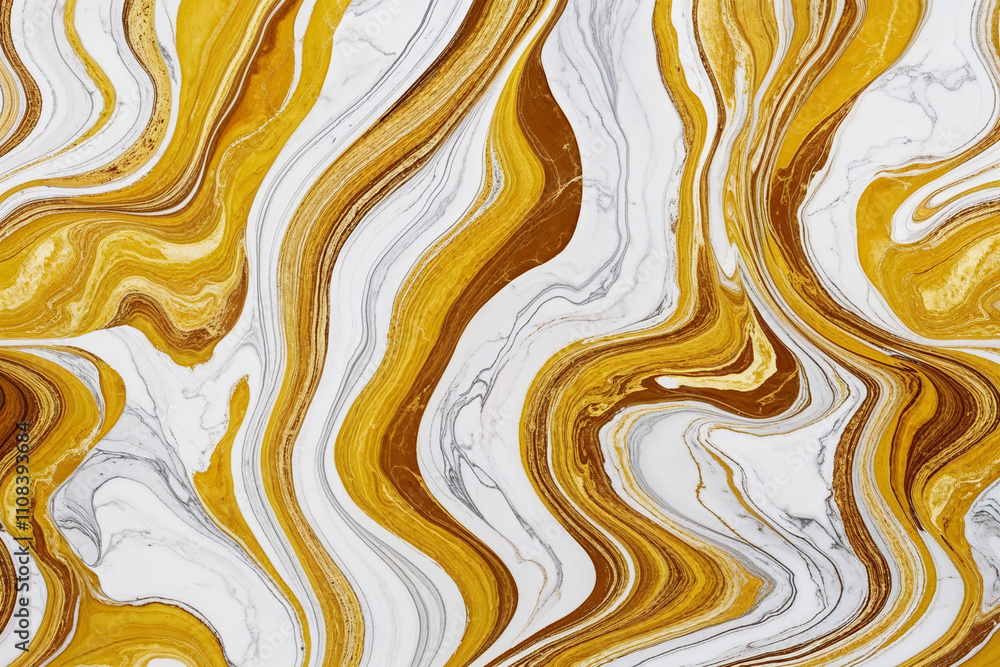 Obraz premium Swirling golden and white abstract pattern showcasing fluid art design