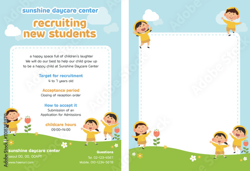 daycare center recruiting new students template illustration