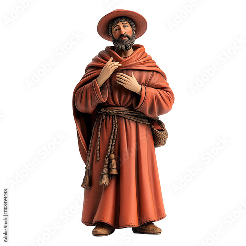 Nice St. Francis Christmas figure Isolated On White Background 
