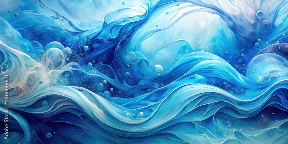 A swirling abstract of blue and white with bubbles scattered throughout, evoking the feeling of being underwater in a world of fluid textures and celestial beauty A swirling abstract of blue and white with bubbles scattered throughout, evoking the feeling of being underwater in a world of fluid textures and celestial beauty