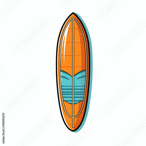 Colorful paddleboard design with an orange and blue color scheme