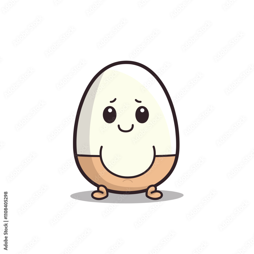 Obraz premium Cute cartoon egg character with a friendly expression