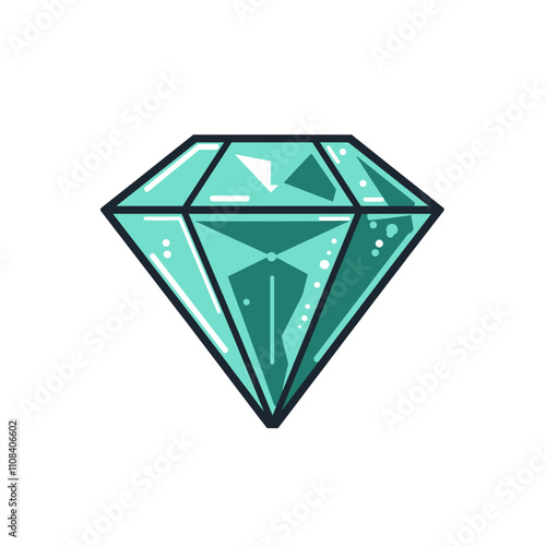 Bright turquoise diamond with sharp facets and gleam