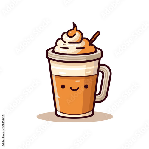 Whimsical coffee drink with cream and smiley face