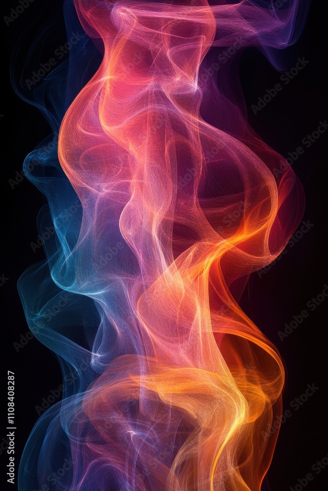 Obraz premium Colorful abstract design featuring flowing, vibrant waves on a dark background