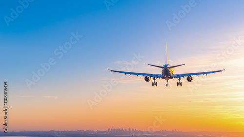 Wallpaper Mural Airplane landing at sunset  Torontodigital.ca