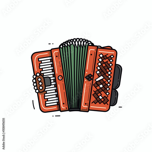 Colorful accordion with intricate design details