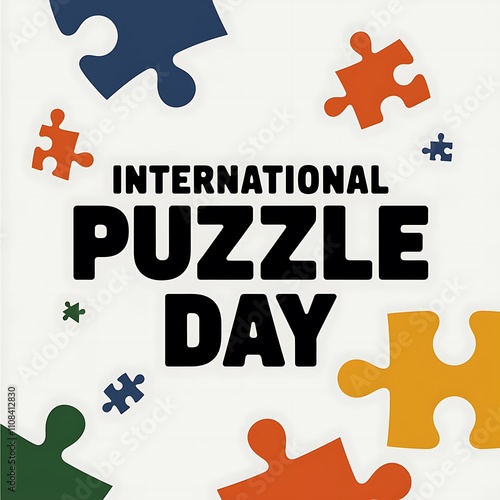 International Puzzle Day Colorful Puzzle Pieces Celebrate photo