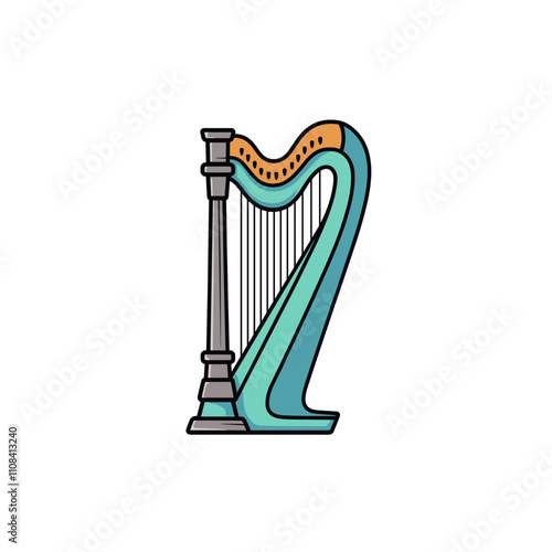 Vibrant artistic harp display