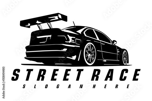 street race car logo design concept vector	
