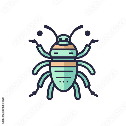 Green six-legged insect illustration