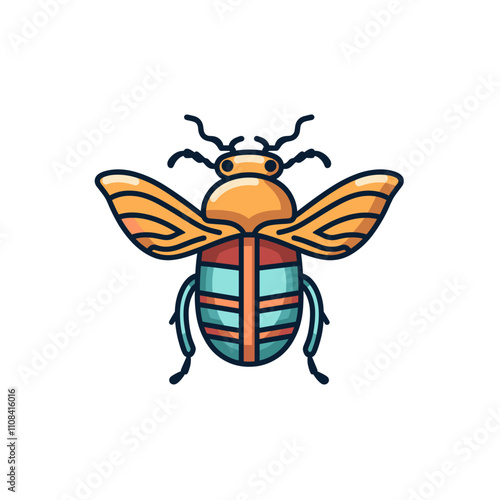 Colorful illustration of a bee with detailed wings