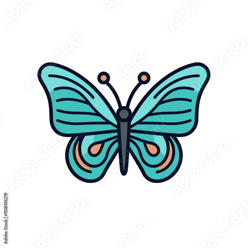 Butterfly with intricate details in bright colors