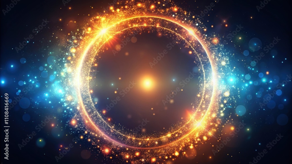Obraz premium Abstract circular background with glowing particles light effect, circular, background, abstract, glowing, particles, light