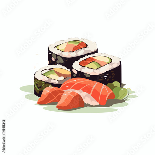 Sushi platter featuring assorted rolls and sashimi