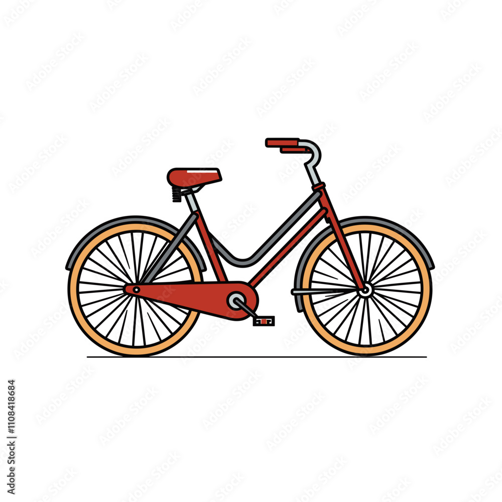Fototapeta premium Vintage style bicycle in bright red color