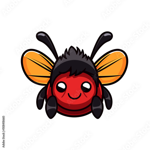 Cartoon bee with human features and bright colors