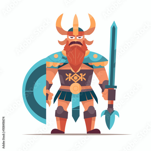 Wallpaper Mural Cartoon depiction of a Viking warrior with armor Torontodigital.ca