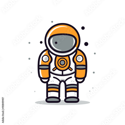 Still cartoon astronaut in orange suit