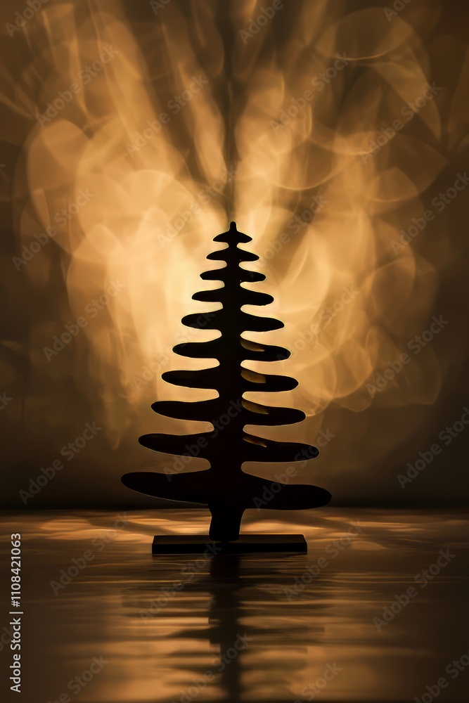 Obraz premium A tree is lit up in a dark room. The light is on the tree