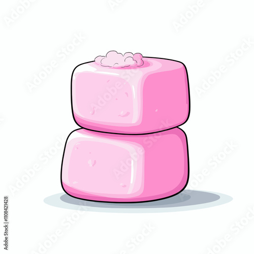 Stacked pink marshmallows for dessert
