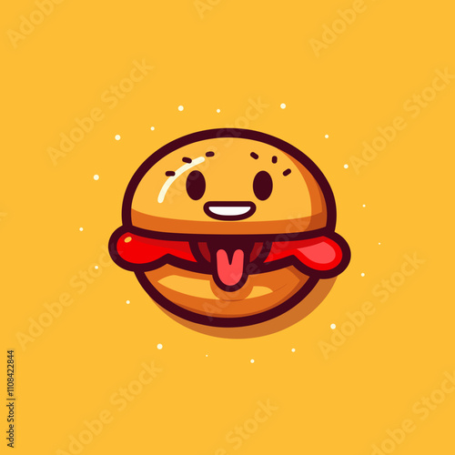 Cartoon burger on a bright backdrop