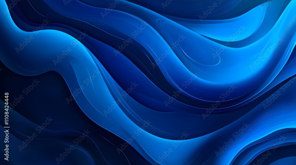 Obraz premium Abstract Blue Swirling Waves Design Background