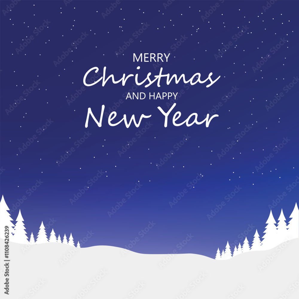 christmas and happy new year card with snow christmas and happy new year card with snow