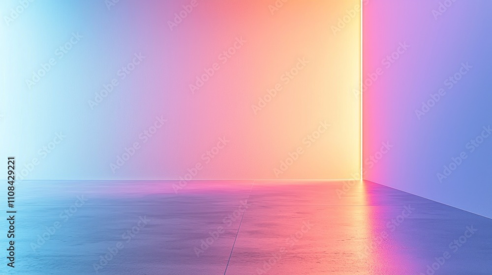 Obraz premium Colorful abstract hallway with glowing pastel light reflections