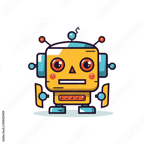 Colorful cartoon robot with friendly expression