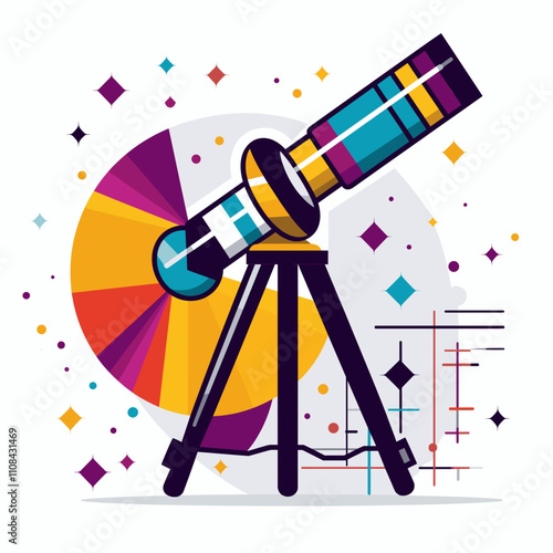 Vibrant telescope with starry backdrop