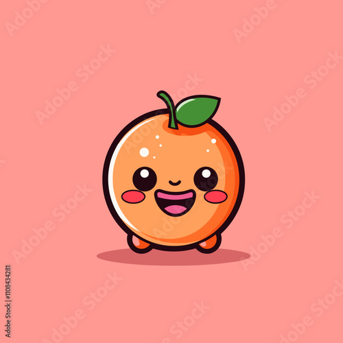 Happy cartoon orange character with a smiling face