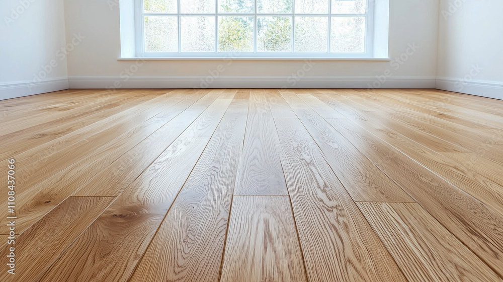Clean laminate floor in an empty room, perfect for interior design projects or flooring advertisements Clean laminate floor in an empty room, perfect for interior design projects or flooring advertisements