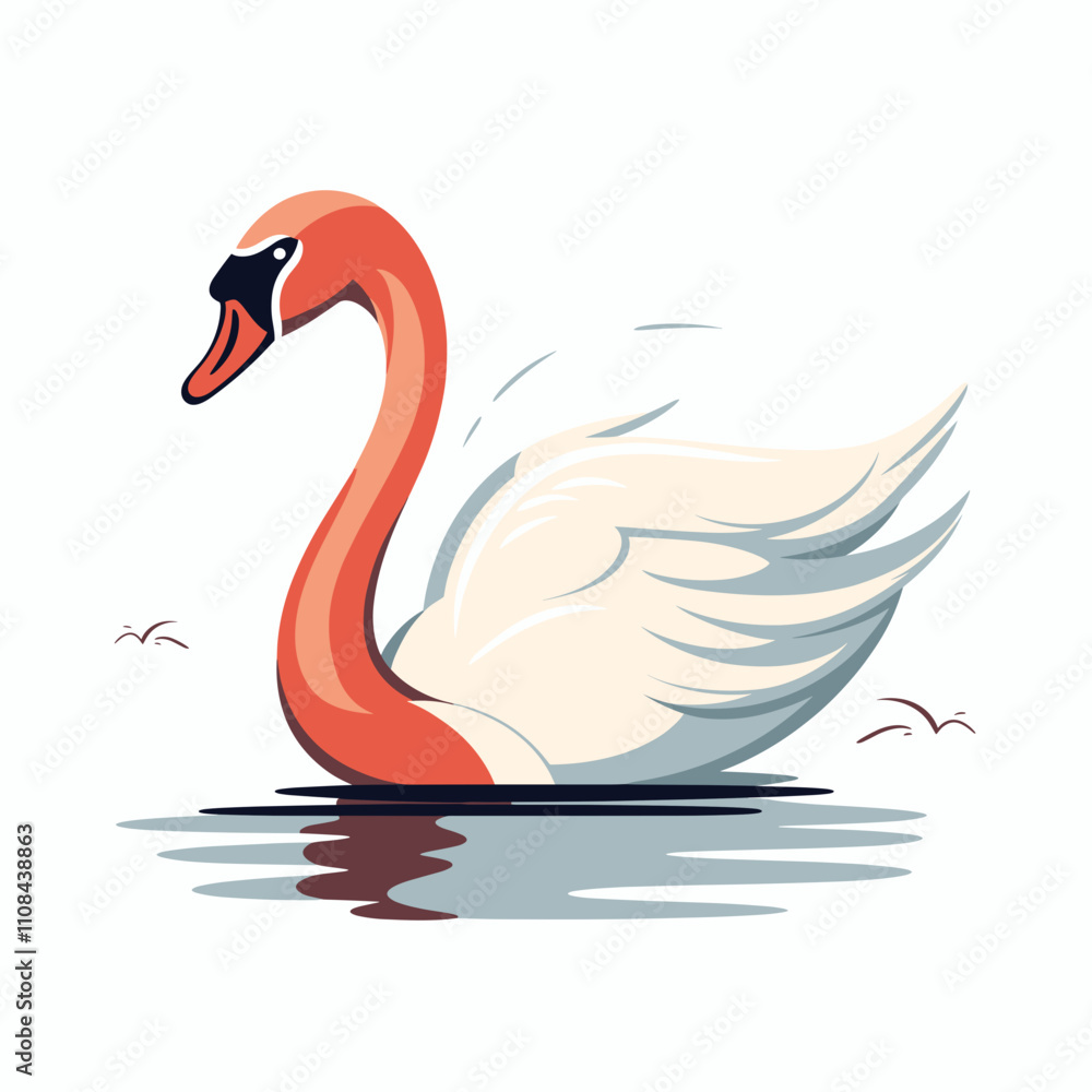 Fototapeta premium Swan gliding gracefully across a tranquil pond